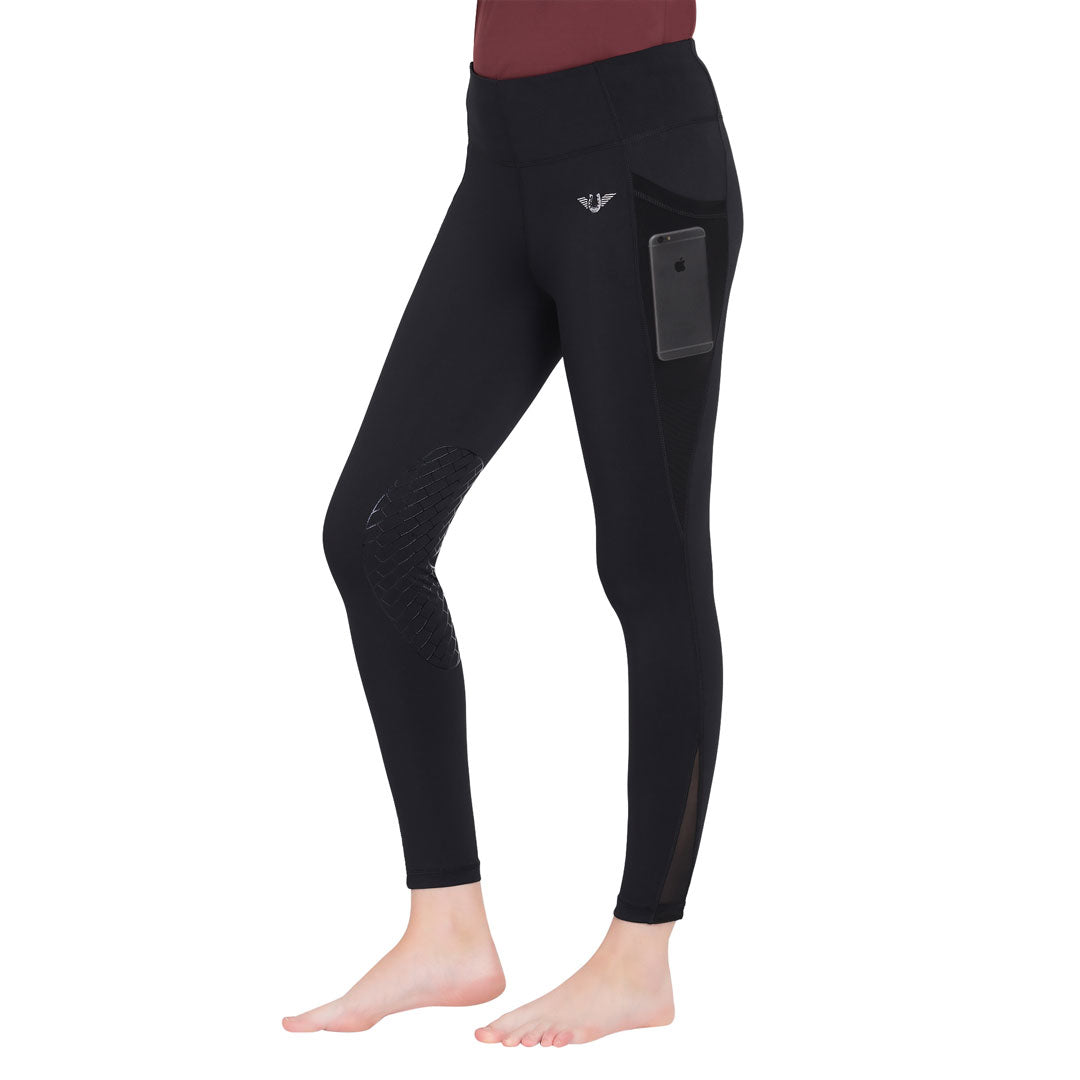 Black leggings with a pocket on a white background