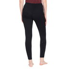 Person wearing black leggings on a white background