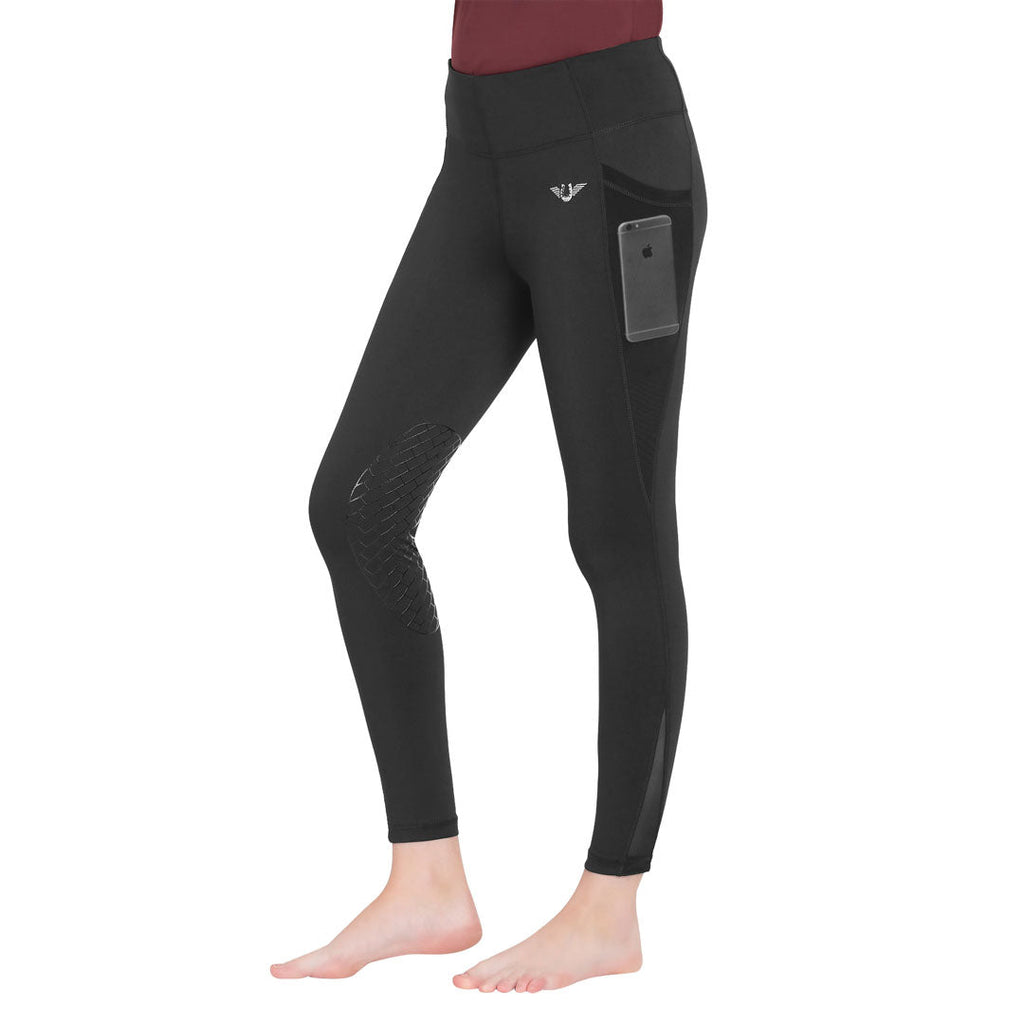 Black leggings with a pocket on a white background