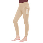 Beige leggings with a pocket on a white background