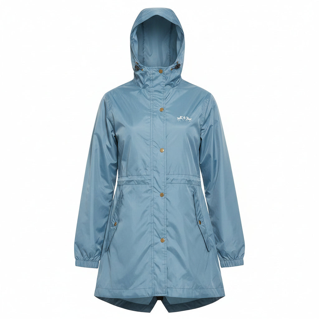 blue raincoat on a white background