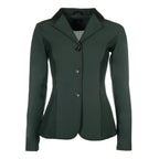 Green blazer with button details on a white background