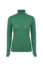 green long sleeve technical turle neck shirt with perferated fabric