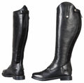 Pair of black riding boots on a white background