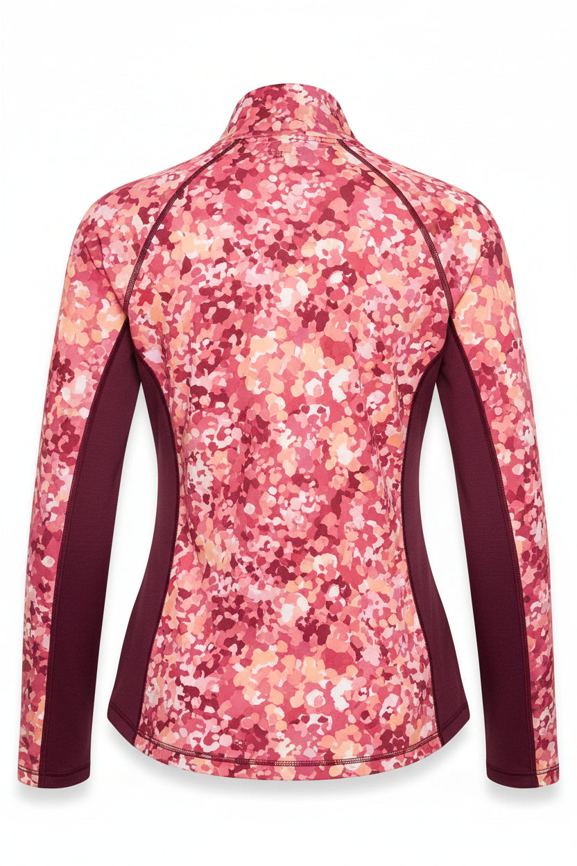 pinl and white patterned jacket on a white background