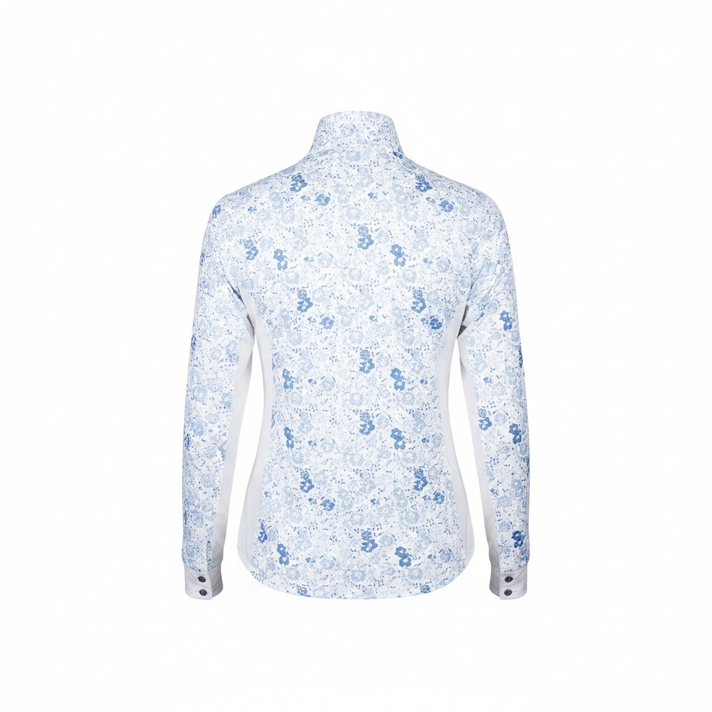 White Masaic Floral Quarter Zip Long Sleeve Sunshirt