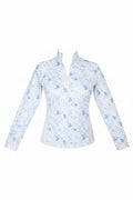 White Masaic Floral Quarter Zip Long Sleeve Sunshirt