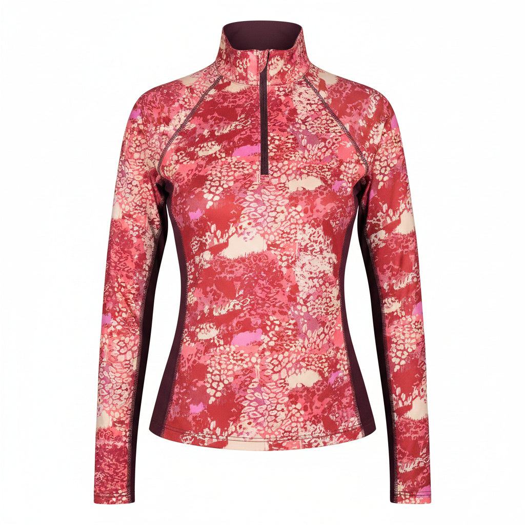 pink and white patterned long-sleeve shirt on a white background
