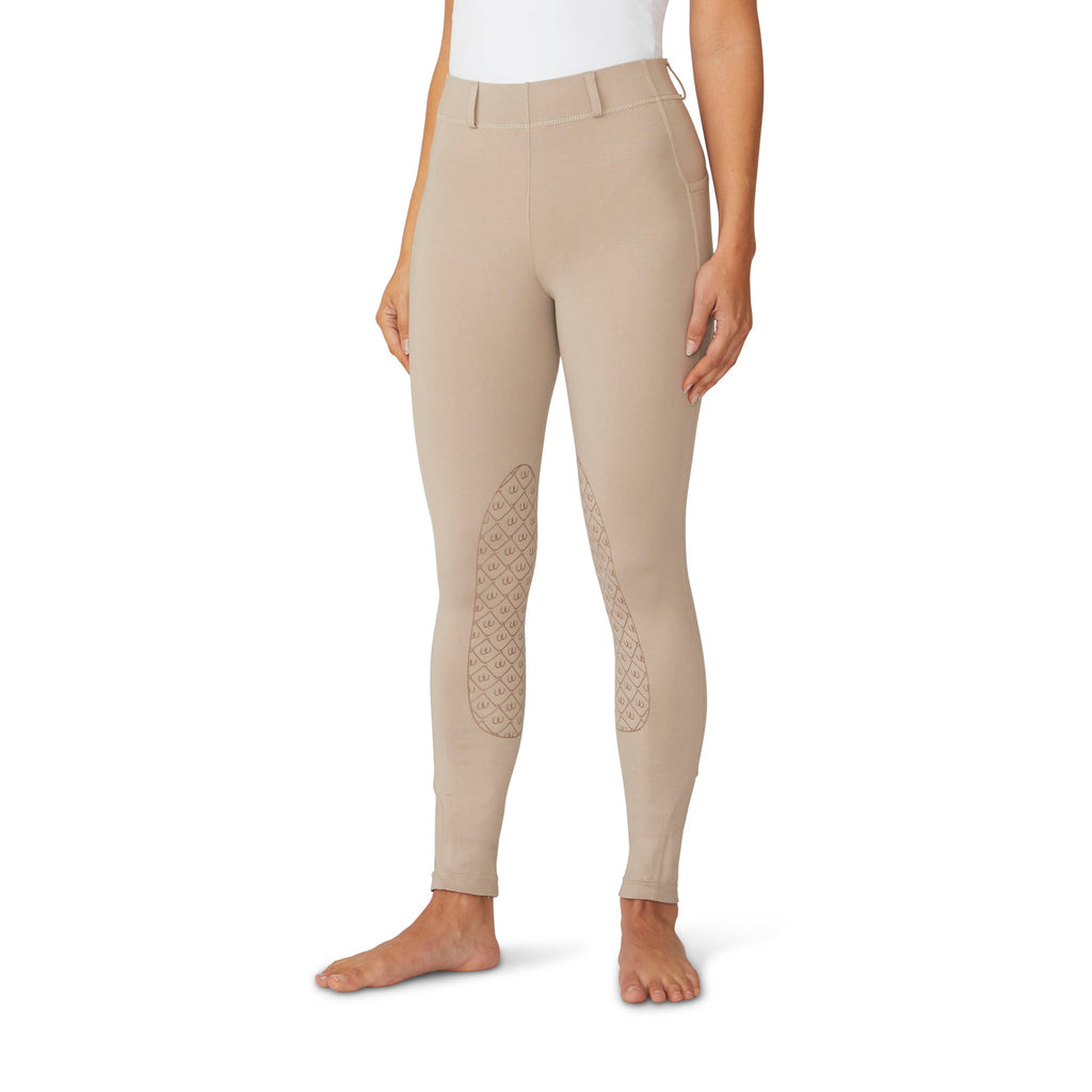 Beige AeroWick Knee Patch Tight
