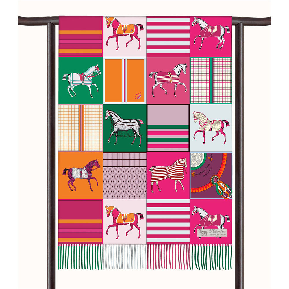 AWST Int'l Horses in Blankets Acrylic Cashmere Scarf