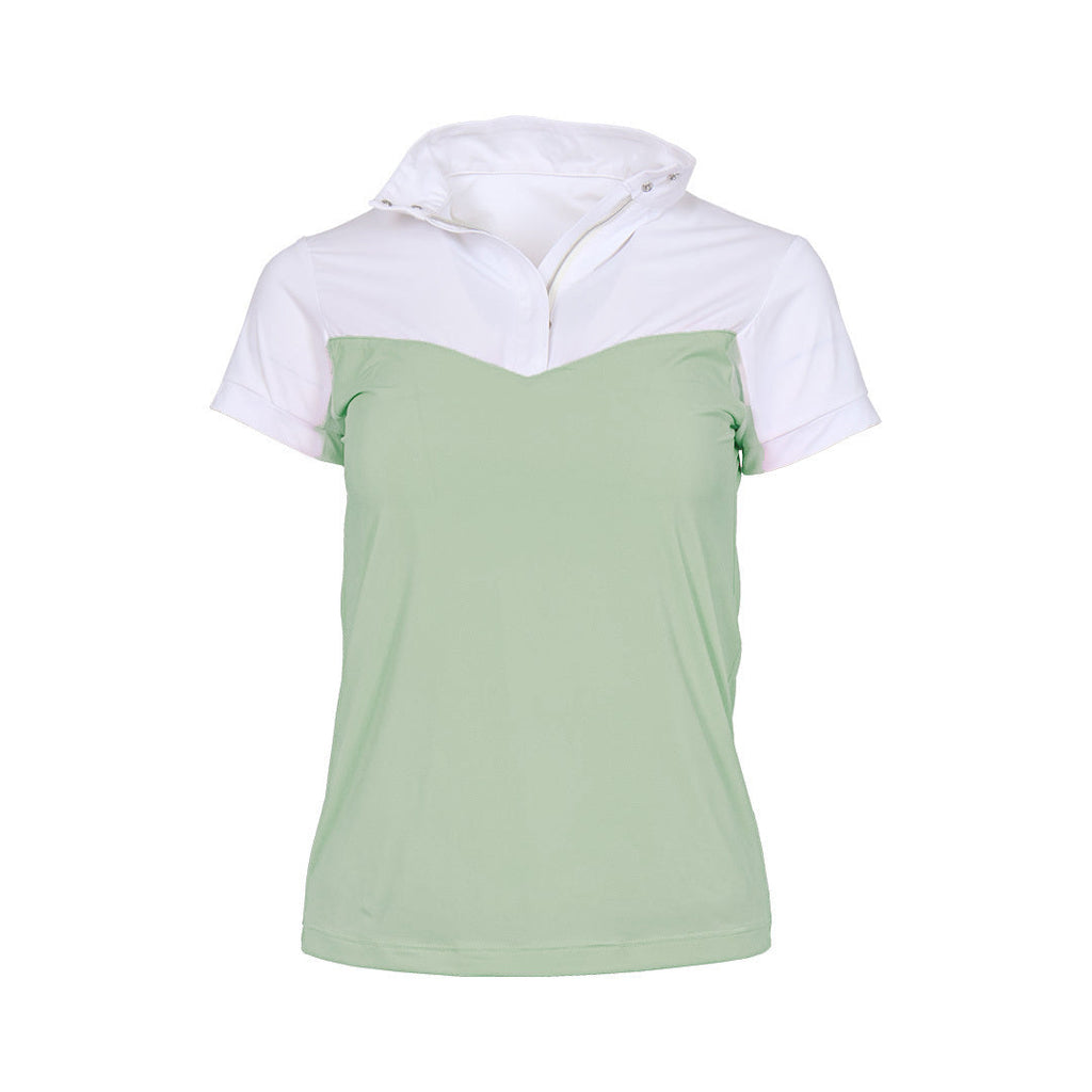 Lady 1/4 Zip Short Sleeve Top-Sage