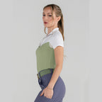 Lady 1/4 Zip Short Sleeve Top-Sage