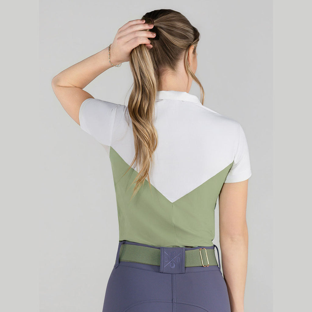 Lady 1/4 Zip Short Sleeve Top-Sage