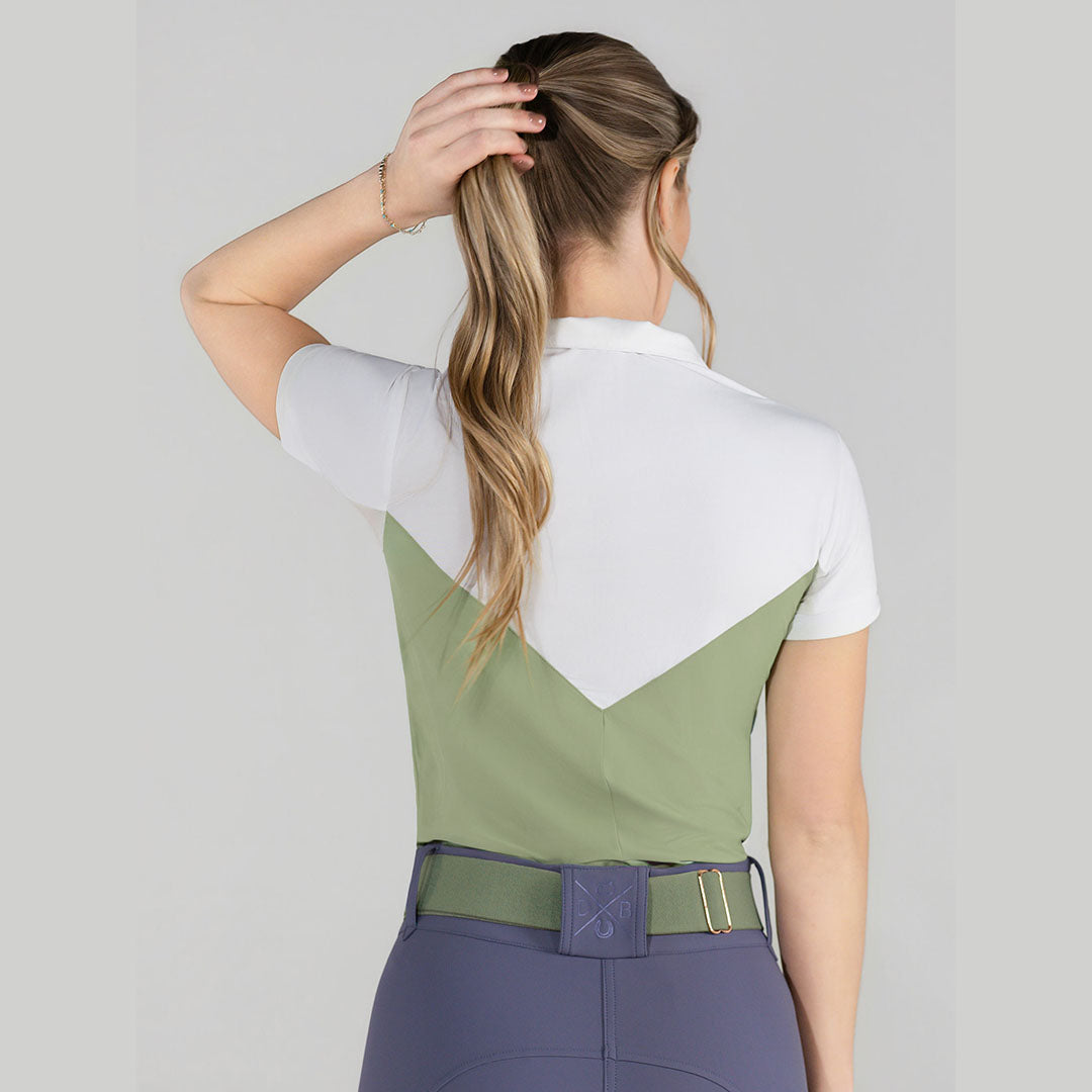 Lady 1/4 Zip Short Sleeve Top-Sage