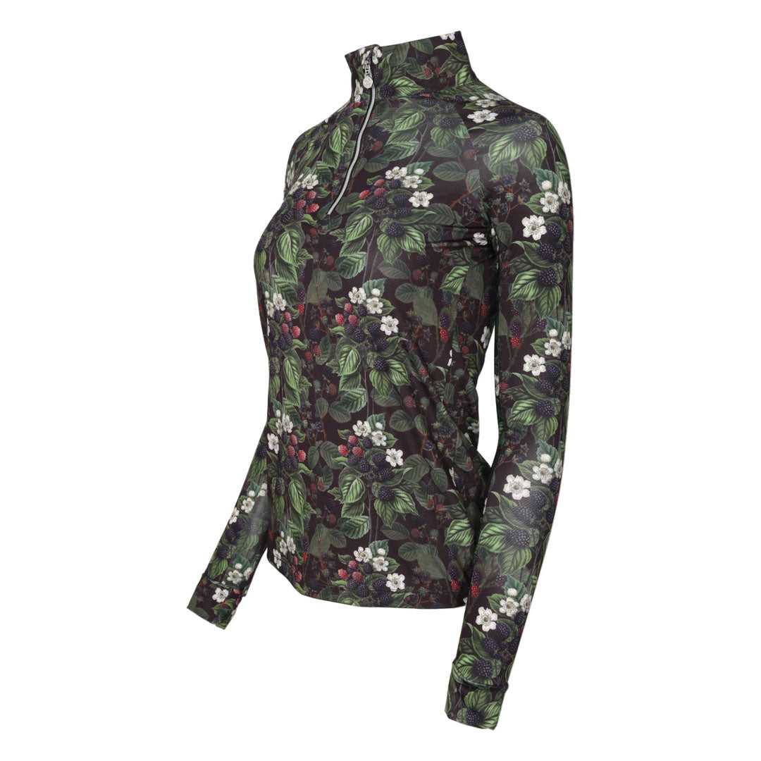 Floral patterned long-sleeve shirt on a white background