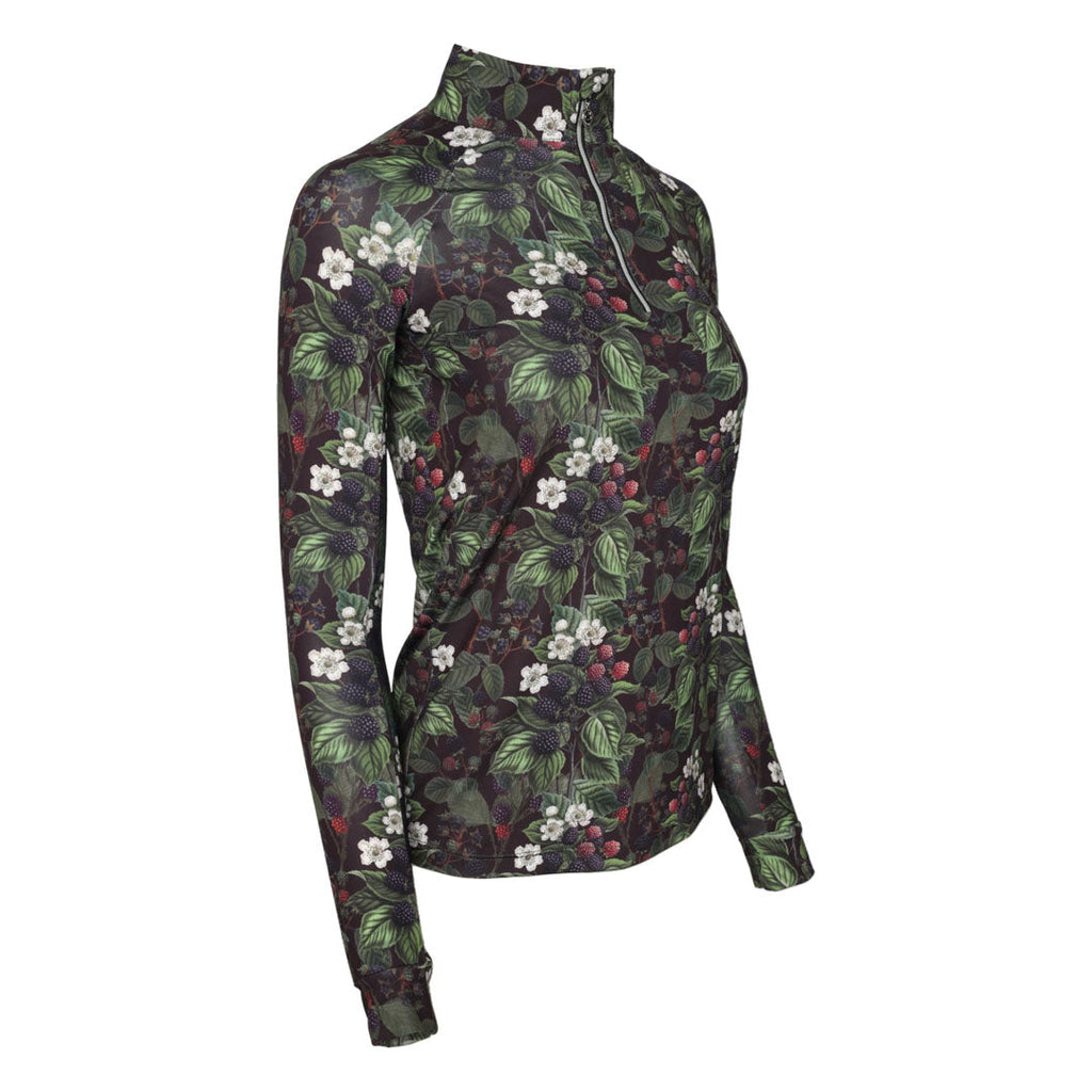 Floral patterned long-sleeve shirt on a white background