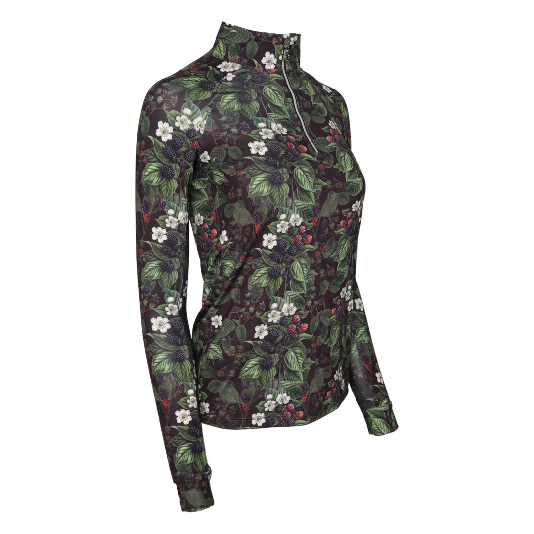 Floral patterned long-sleeve shirt on a white background