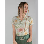 Vintage Floral Ice-Feel Short Sleeve Top