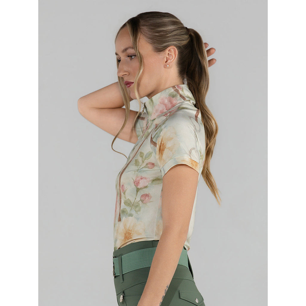Vintage Floral Ice-Feel Short Sleeve Top