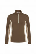 Chestnut/Spring Plaid 1/4 Zip Long Sleeve Top