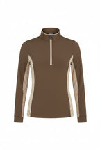 Chestnut/Spring Plaid 1/4 Zip Long Sleeve Top