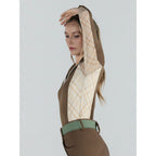 Chestnut/Spring Plaid 1/4 Zip Long Sleeve Top