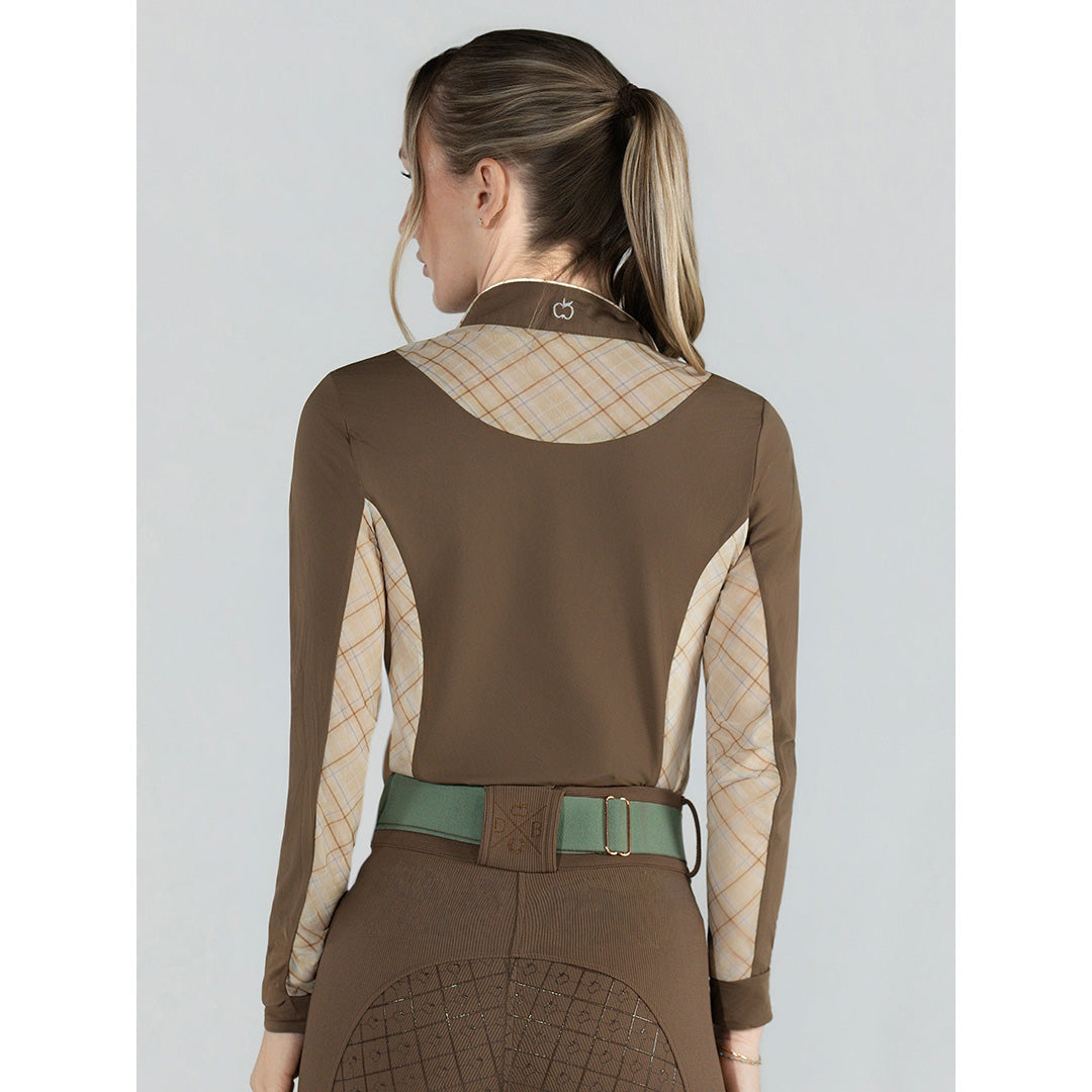 Chestnut/Spring Plaid 1/4 Zip Long Sleeve Top