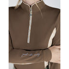 Chestnut/Spring Plaid 1/4 Zip Long Sleeve Top