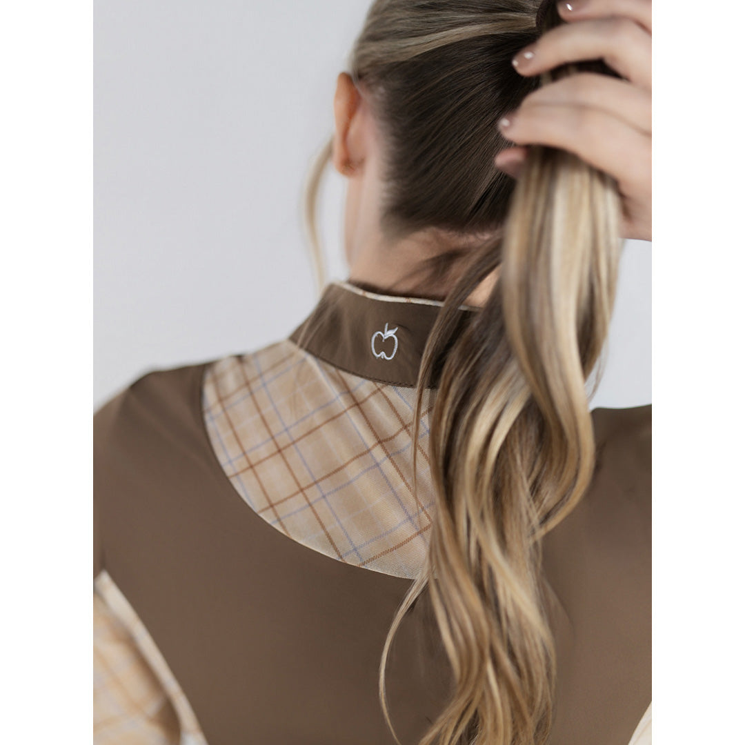 Chestnut/Spring Plaid 1/4 Zip Long Sleeve Top