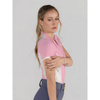 Grace 1/4 Zip Short Sleeve Top-Light Pink/Dragonfly Meadow