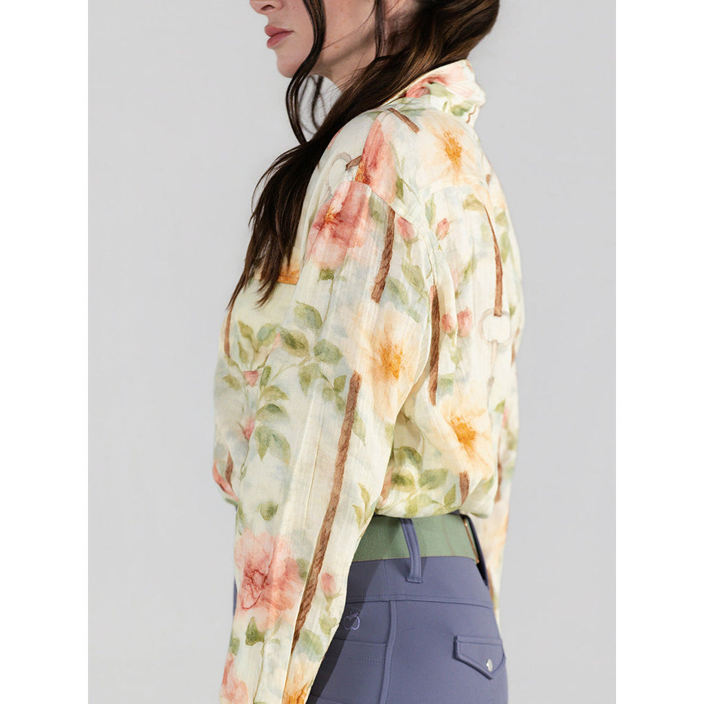 Floral Breezy Button Up Top-Tan