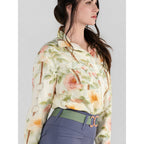 Floral Breezy Button Up Top-Tan