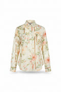 Floral Breezy Button Up Top-Tan