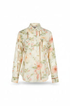 Floral Breezy Button Up Top-Tan