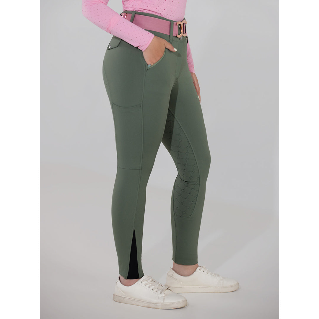 Hybrid Silicone Full Seat Breeches - Rosemary