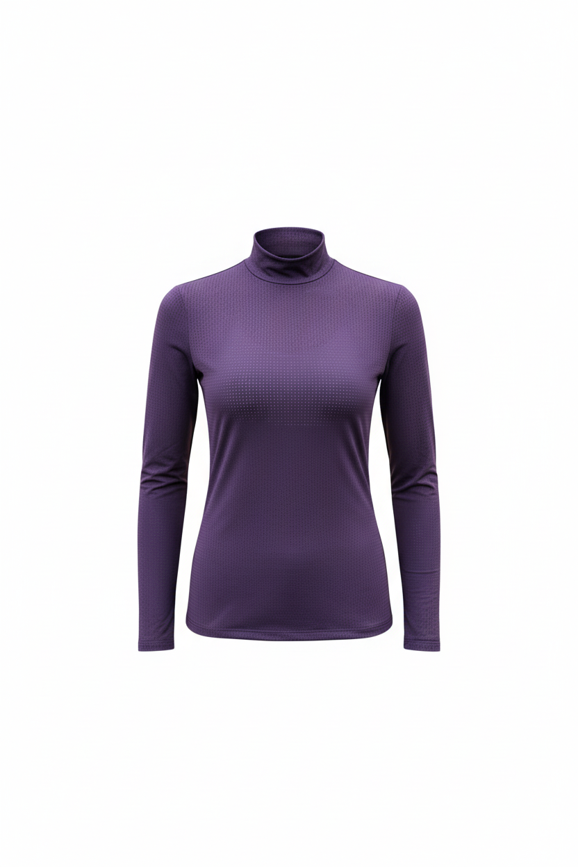 purple long-sleeve top with perferated fabric
