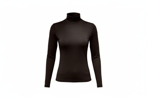 brown long sleeve turle neck with perferated fabric