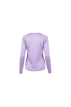  purple long-sleeve athletic shirt on a white background