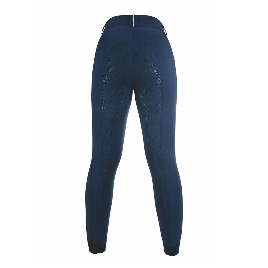 Navy blue riding pants on a white background