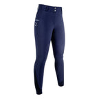 Navy blue riding pants on a white background