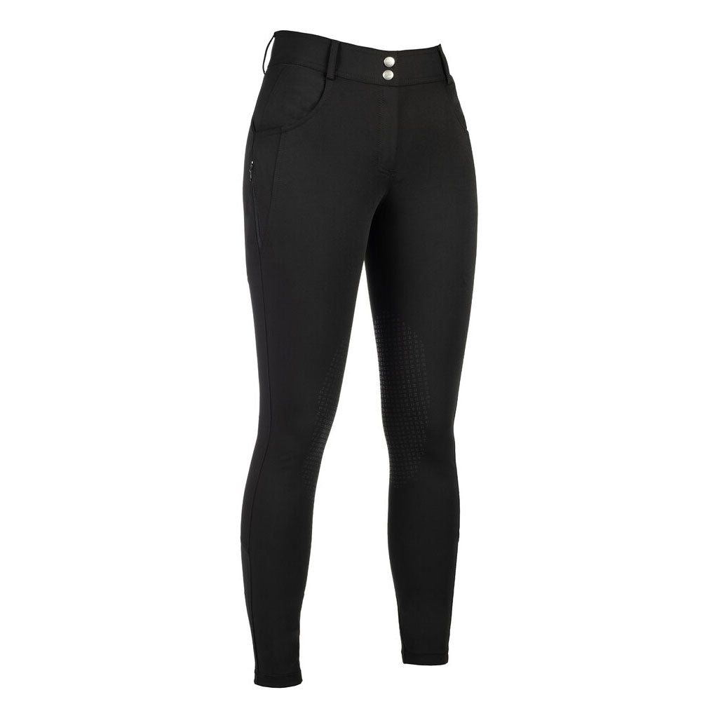 Black riding pants on a white background