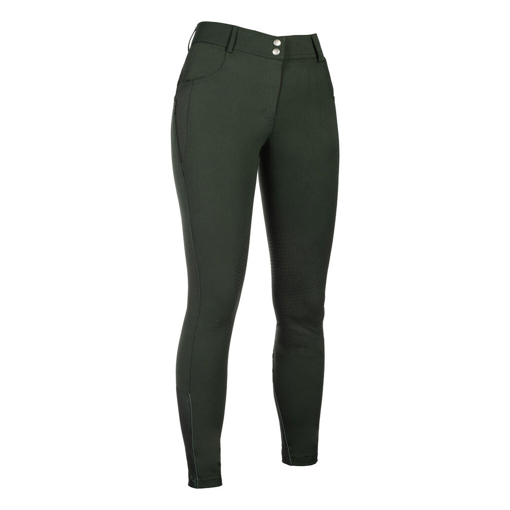 Dark green riding pants on a white background