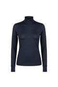 navy blue long sleeve technical turtle neck with perferated fabric