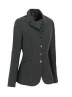 Dark gray jacket with buttons on a white background