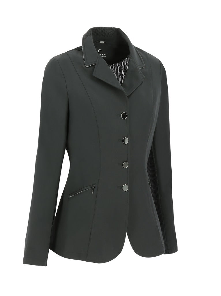 Dark gray jacket with buttons on a white background