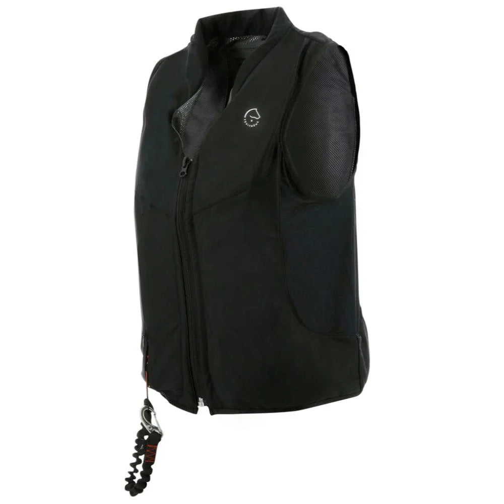 Black vest with a carabiner on a white background