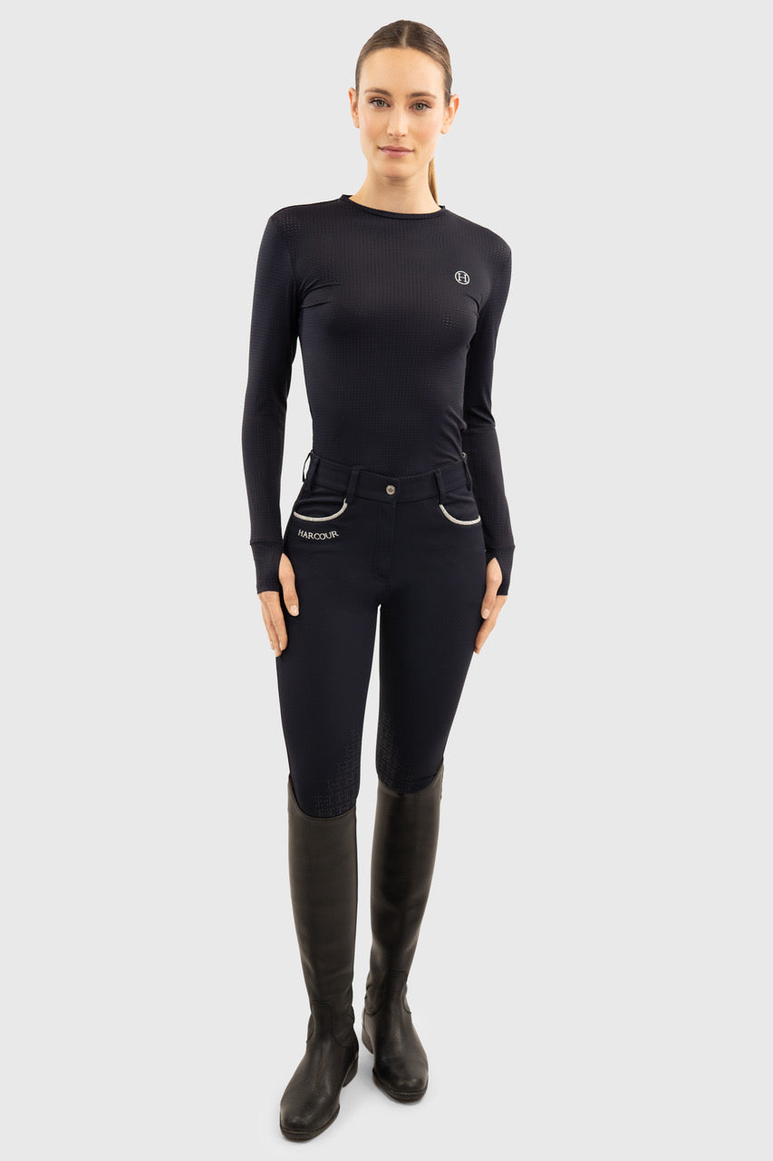 Bluvea Perforated Long Sleeve Crew Neck