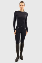 Bluvea Perforated Long Sleeve Crew Neck
