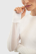 Bluvea Perforated Long Sleeve Crew Neck