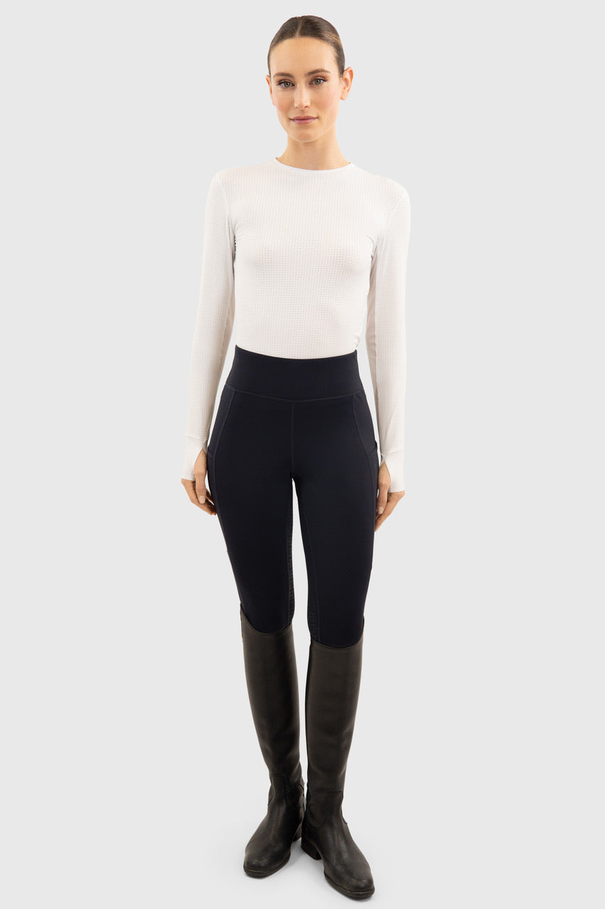 Bluvea Perforated Long Sleeve Crew Neck